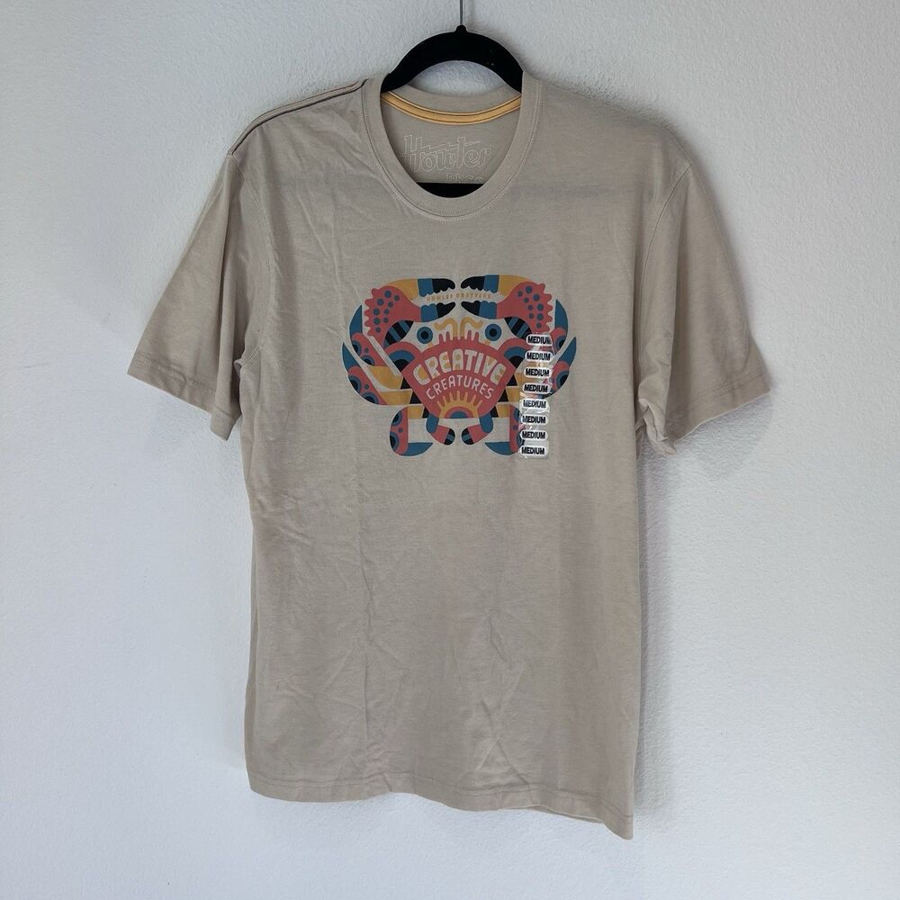 Howler Brothers Creative Creatures T Shirt Medium Tan Cotton Blend Artsy Preppy